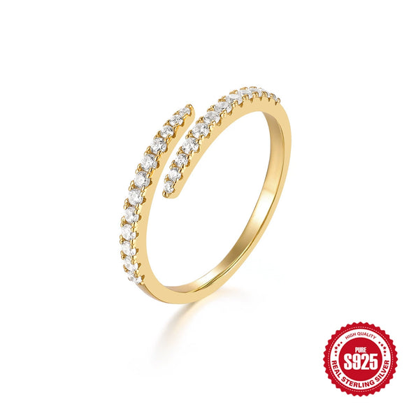 Wholesale Women's S925 Sterling Silver Classic Opening Ring With Geometric Design And Zircon