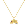 Wholesale Women's S925 Sterling Silver Clavicle Chain Necklace With Rainbow Inlaid Geometric And U Shape Electroplated