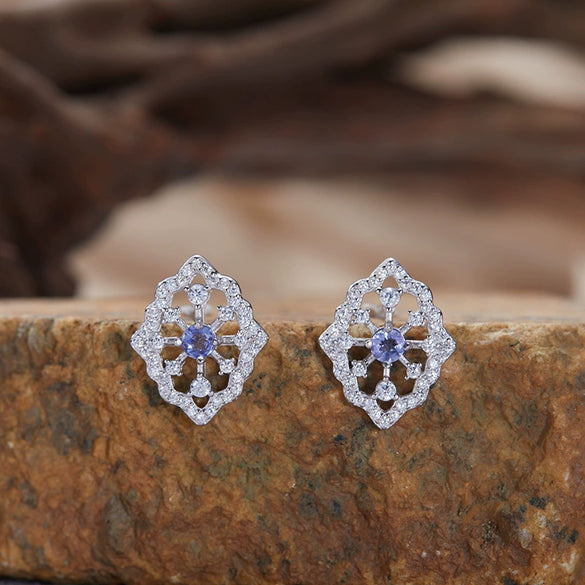 Wholesale Women's S925 Sterling Silver Colored Gemstone Ring With Natural Sapphire Ruby Tanzanite In Geometric Ushaped Light Luxury Style Set With Gems