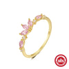 Wholesale Women's S925 Sterling Silver Colorful Diamond Ring With Geometric Pattern And Real Gold Plating Electroplating Treatment