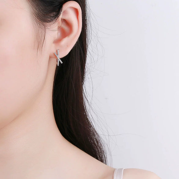 Wholesale Women's S925 Sterling Silver Cross Geometric Electroplated Earrings