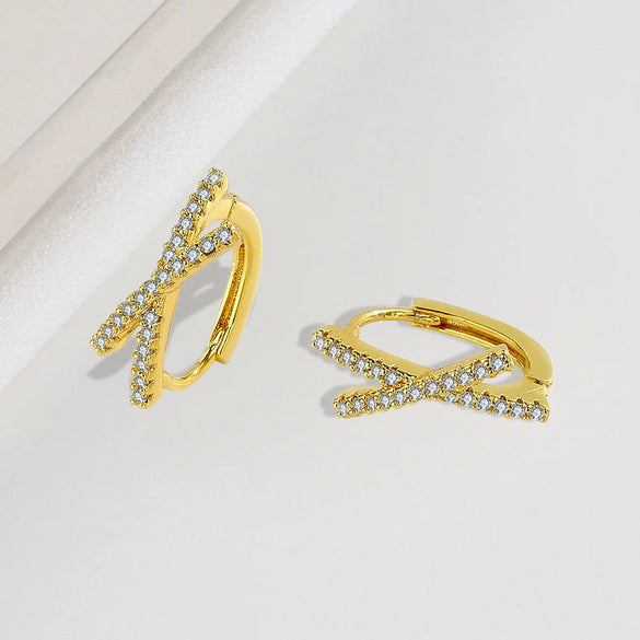 Wholesale Women's S925 Sterling Silver Cross Geometric Electroplated Earrings