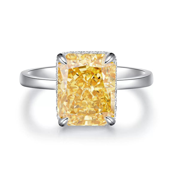 Wholesale Women's S925 Sterling Silver Crystal Sugar Ring With Geometric Pattern Ice Flower Cut And Raydion Cut Electroplated
