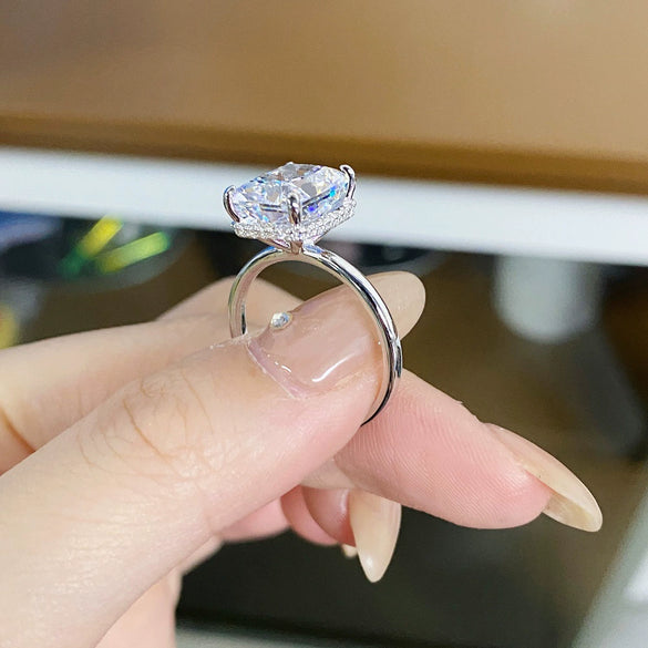 Wholesale Women's S925 Sterling Silver Crystal Sugar Ring With Geometric Pattern Ice Flower Cut And Raydion Cut Electroplated
