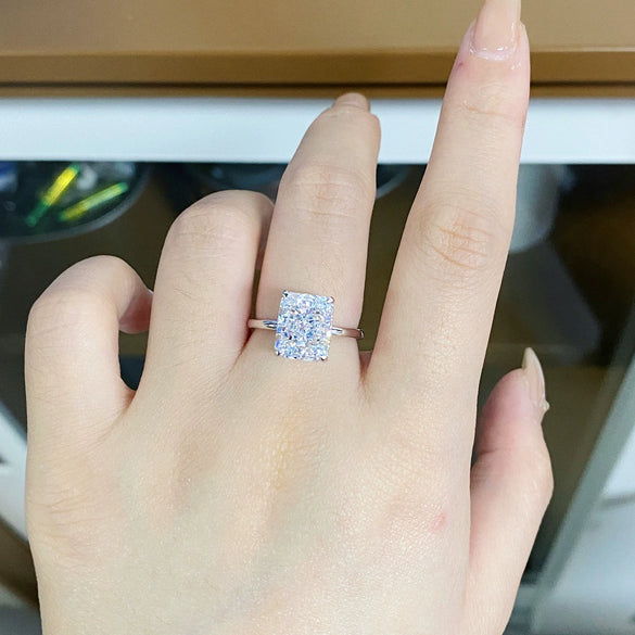Wholesale Women's S925 Sterling Silver Crystal Sugar Ring With Geometric Pattern Ice Flower Cut And Raydion Cut Electroplated