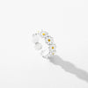 Wholesale Women's S925 Sterling Silver Daisy Dripping Glue Finger Ring