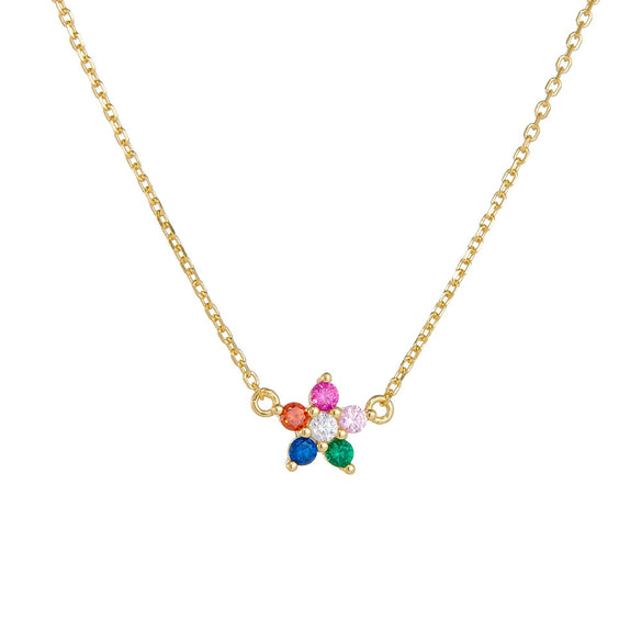 Wholesale Women's S925 Sterling Silver Diamond Flower Pendant Cross Chain Necklace