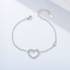 Wholesale Women's S925 Sterling Silver Diamond Heartshaped Doublelayer Bracelet Jewelry