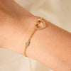 Wholesale Women's S925 Sterling Silver Diamond Heartshaped Doublelayer Bracelet Jewelry