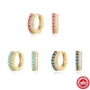 Wholesale Women's S925 Sterling Silver Double Row Mixed Color Diamond Turquoise Earrings With Geometric Design And Electroplating