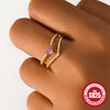 Wholesale Women's S925 Sterling Silver Doublelayer Ring With Moon And Fivepointed Star Design Opening Adjustable Electroplated