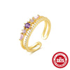 Wholesale Women's S925 Sterling Silver Doublelayer Ring With Moon And Fivepointed Star Design Opening Adjustable Electroplated