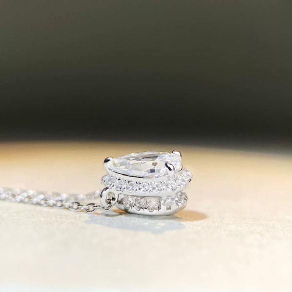 Wholesale Women's S925 Sterling Silver Drop Shape Pendant Ochain Necklace With Electroplating Minimalist Style