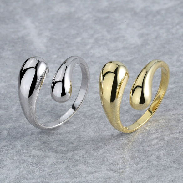 Wholesale Women's S925 Sterling Silver Drop Shape Ring Electroplated Trendy Simple Allmatch
