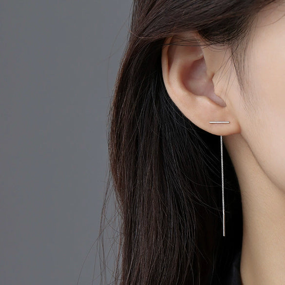 Wholesale Women's S925 Sterling Silver Ear Chain With Letters Numbers Text Pattern In Simple Cold Style And Tshaped Design