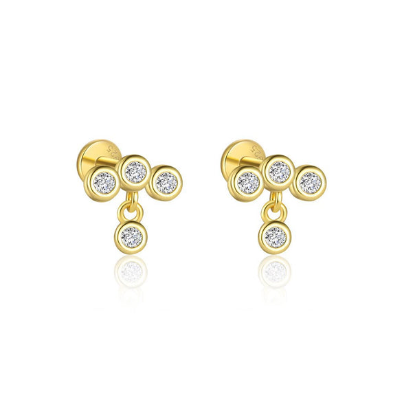 Wholesale Women's S925 Sterling Silver Earrings With Four Leaf Clover Butterfly Love Tassel Heart Shape Flower And Geometric Patterns And Zirconia