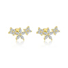 Wholesale Women's S925 Sterling Silver Earrings With Four Leaf Clover Butterfly Love Tassel Heart Shape Flower And Geometric Patterns And Zirconia