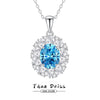 Wholesale Women's S925 Sterling Silver Eggshaped Oval Clavicle Necklace With Aquamarine And High Carbon Diamond Light Luxury Geometric Style Cross Chain