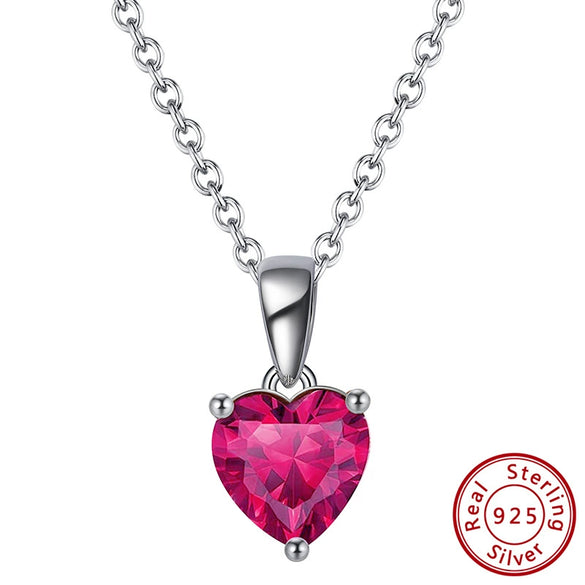Wholesale Women's S925 Sterling Silver Electroplated Heartshaped Constellation Birthday Stone Necklace