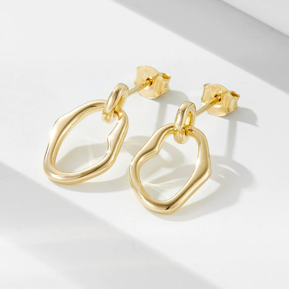 Wholesale Women's S925 Sterling Silver Electroplated Irregular Geometric Circle Hollow Earrings