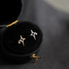 Wholesale Women's S925 Sterling Silver Electroplated 14K Gold Star Fourpointed Star Earrings