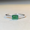 Wholesale Women's S925 Sterling Silver Emerald Ring With Geometric Pattern And Electroplating Treatment