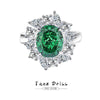 Wholesale Women's S925 Sterling Silver Emerald Ring With High Carbon Diamond Redean Cut And Ice Flower Cut Zircon Color Gemstone