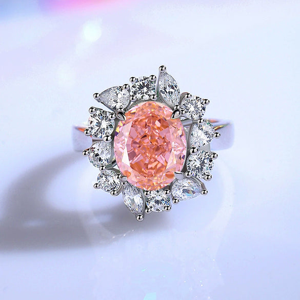 Wholesale Women's S925 Sterling Silver Emerald Ring With High Carbon Diamond Redean Cut And Ice Flower Cut Zircon Color Gemstone