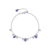 Wholesale Women's S925 Sterling Silver Fairy Style Drop Shape Amethyst Diamond Tassel Peas Bracelet