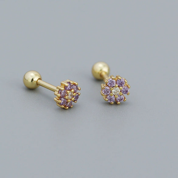 Wholesale Women's S925 Sterling Silver Floral Zircon Earrings With Electroplating