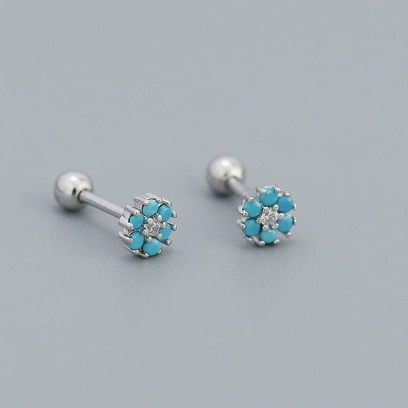 Wholesale Women's S925 Sterling Silver Floral Zircon Earrings With Electroplating