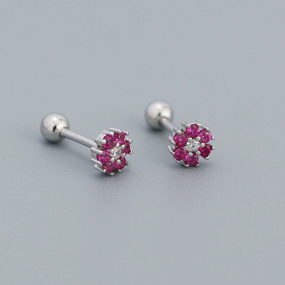 Wholesale Women's S925 Sterling Silver Floral Zircon Earrings With Electroplating
