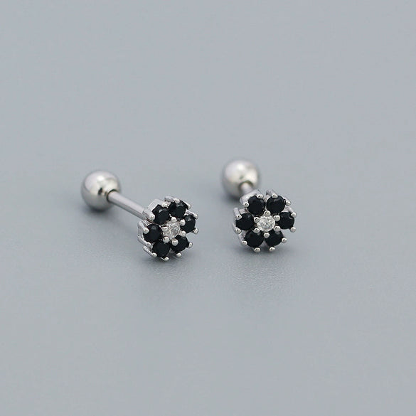 Wholesale Women's S925 Sterling Silver Floral Zircon Earrings With Electroplating