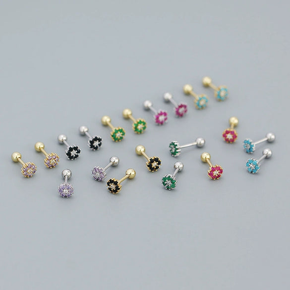 Wholesale Women's S925 Sterling Silver Floral Zircon Earrings With Electroplating