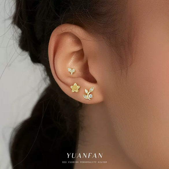 Wholesale Women's S925 Sterling Silver Flower Earrings With Zirconia Design