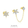 Wholesale Women's S925 Sterling Silver Flower Pattern Chain Tassel Earrings With Zirconia