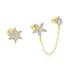 Wholesale Women's S925 Sterling Silver Flower Pattern Chain Tassel Earrings With Zirconia