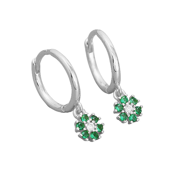 Wholesale Women's S925 Sterling Silver Flower Pattern Diamond Earrings