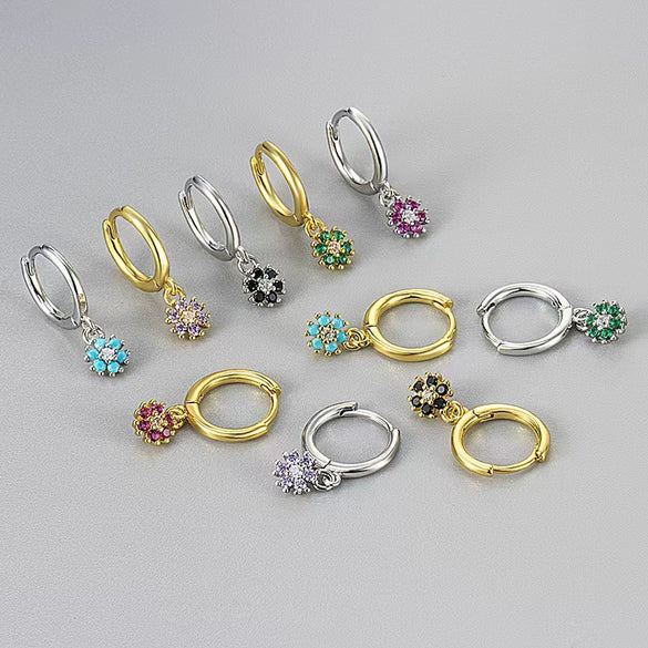 Wholesale Women's S925 Sterling Silver Flower Pattern Diamond Earrings