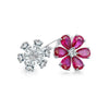 Wholesale Women's S925 Sterling Silver Flower Ring With White Zircon Electroplated Allmatch Style