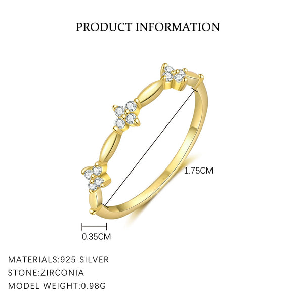 Wholesale Women's S925 Sterling Silver Flower Ring With Zirconia Simple And Fashionable