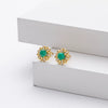 Wholesale Women's S925 Sterling Silver Flower Shaped Earrings With Imitation Green Chalcedony And Zircon Inlaid Electroplated