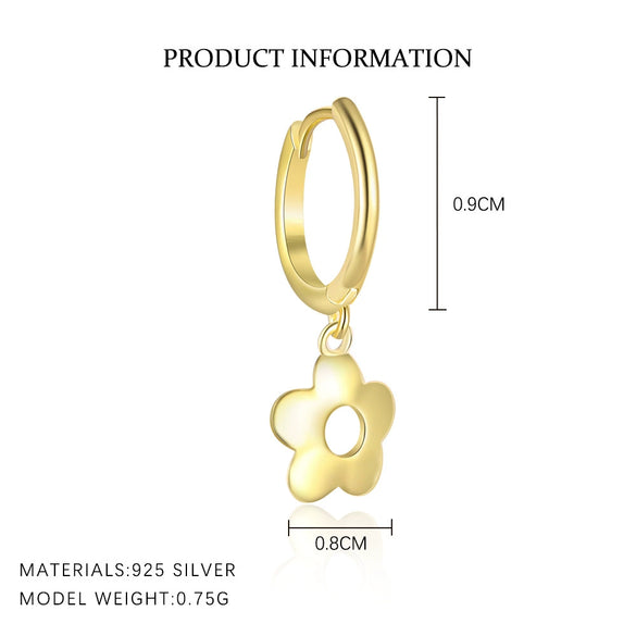 Wholesale Women's S925 Sterling Silver Flower Stud Earrings Electroplated Trendy Simple Design