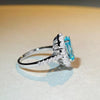 Wholesale Women's S925 Sterling Silver Flower Zircon Aquamarine Ring With Electroplating