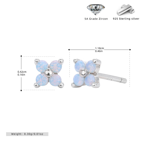 Wholesale Women's S925 Sterling Silver Flower Zirconium Electroplated Earrings