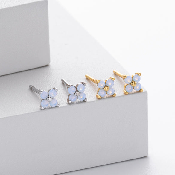 Wholesale Women's S925 Sterling Silver Flower Zirconium Electroplated Earrings