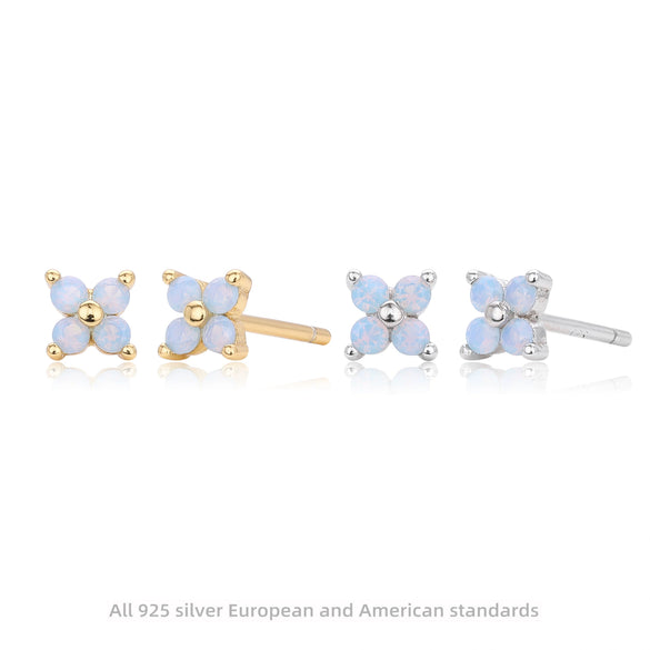 Wholesale Women's S925 Sterling Silver Flower Zirconium Electroplated Earrings