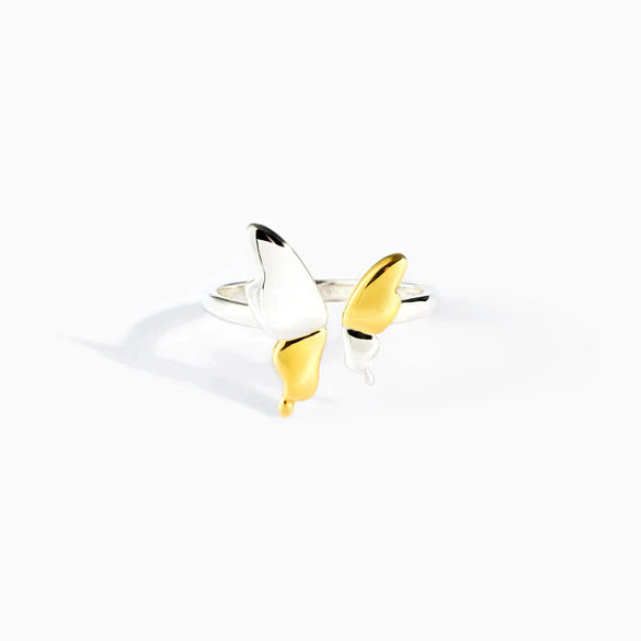 Wholesale Women's S925 Sterling Silver Flying Butterfly Electroplated Geometric Ring