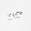 Wholesale Women's S925 Sterling Silver Four Leaf Clover Geometric Ear Stud With Zircon Electroplated With Platinum And 18K Gold
