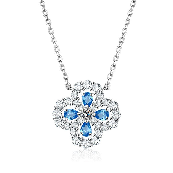 Wholesale Women's S925 Sterling Silver Fourleaf Clover Ochain Necklace With Electroplating